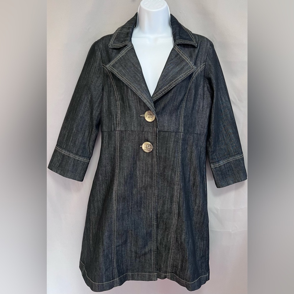 Baccini Dark Denim Button-Front Coat